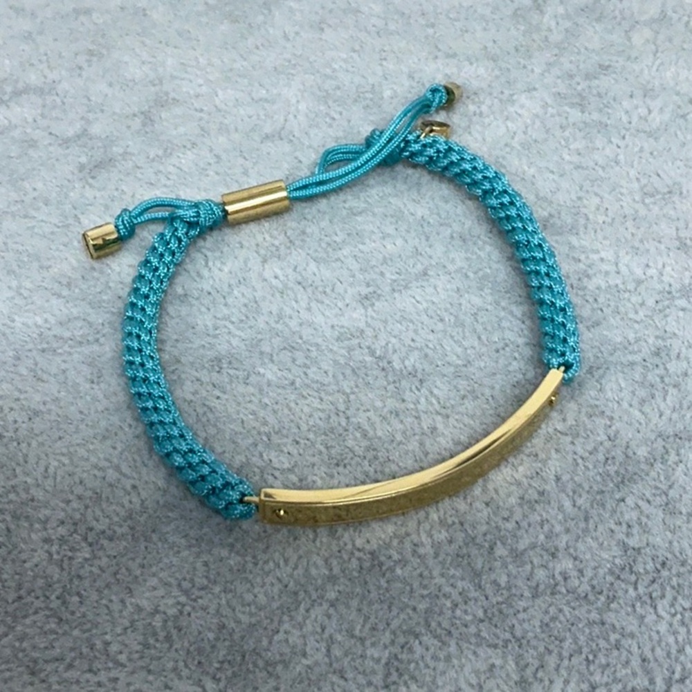 Michael Kors Logo Long Board Bead Macrame Bolo Bracelet